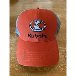 Kubota Tractor Hat Cap Orange And White Mesh Back Adjustable